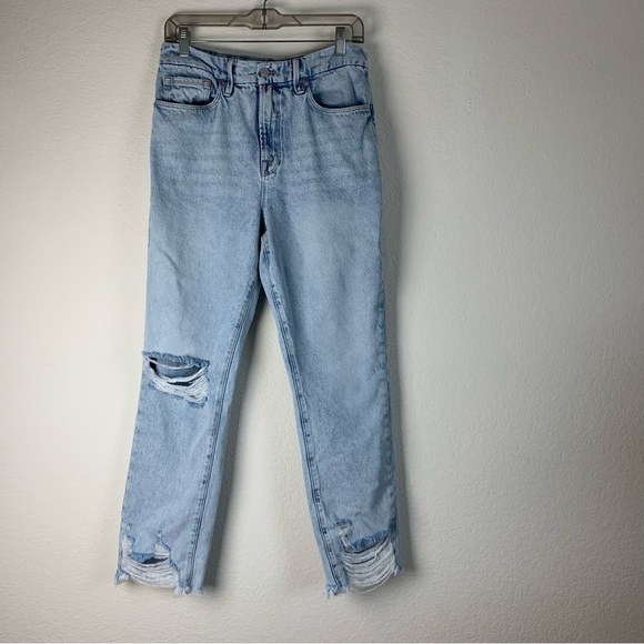 Good American womens blue Good Classic high rise distressed jeans 8/29 - Picture 1 of 8
